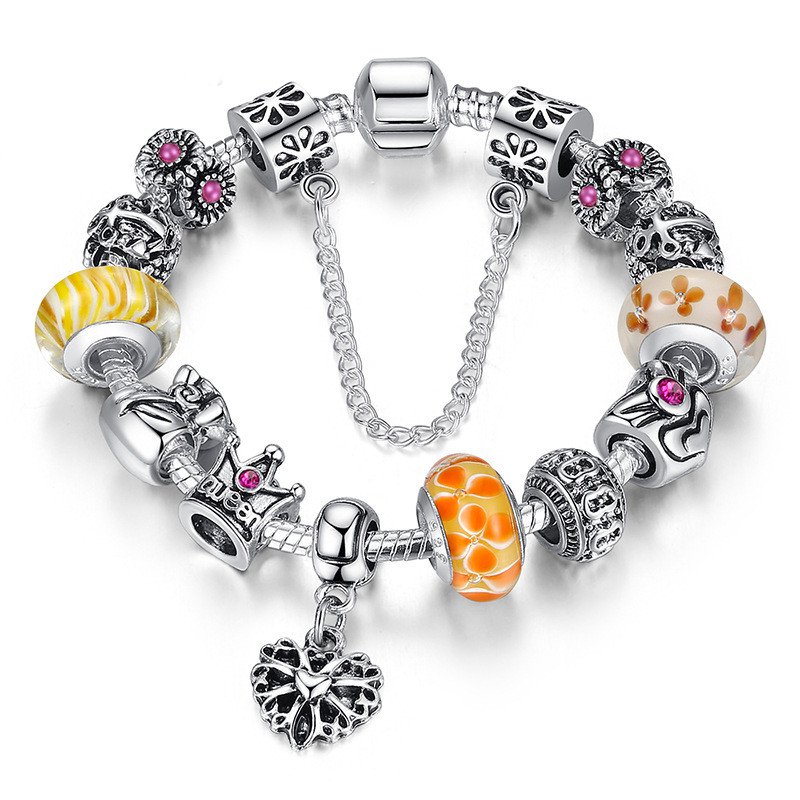 Tibetan Queen Crown Chain Crystal Rhinestone Glass Beads Bracelet