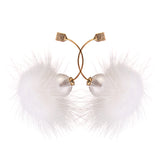 Fuzzy Ball Ear Drop Artificial Pearl Cute Earrings 