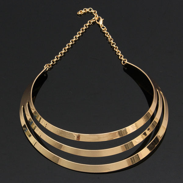Gorgeous Metal Multi Layer Choker Bib Collar Necklace Jewelry