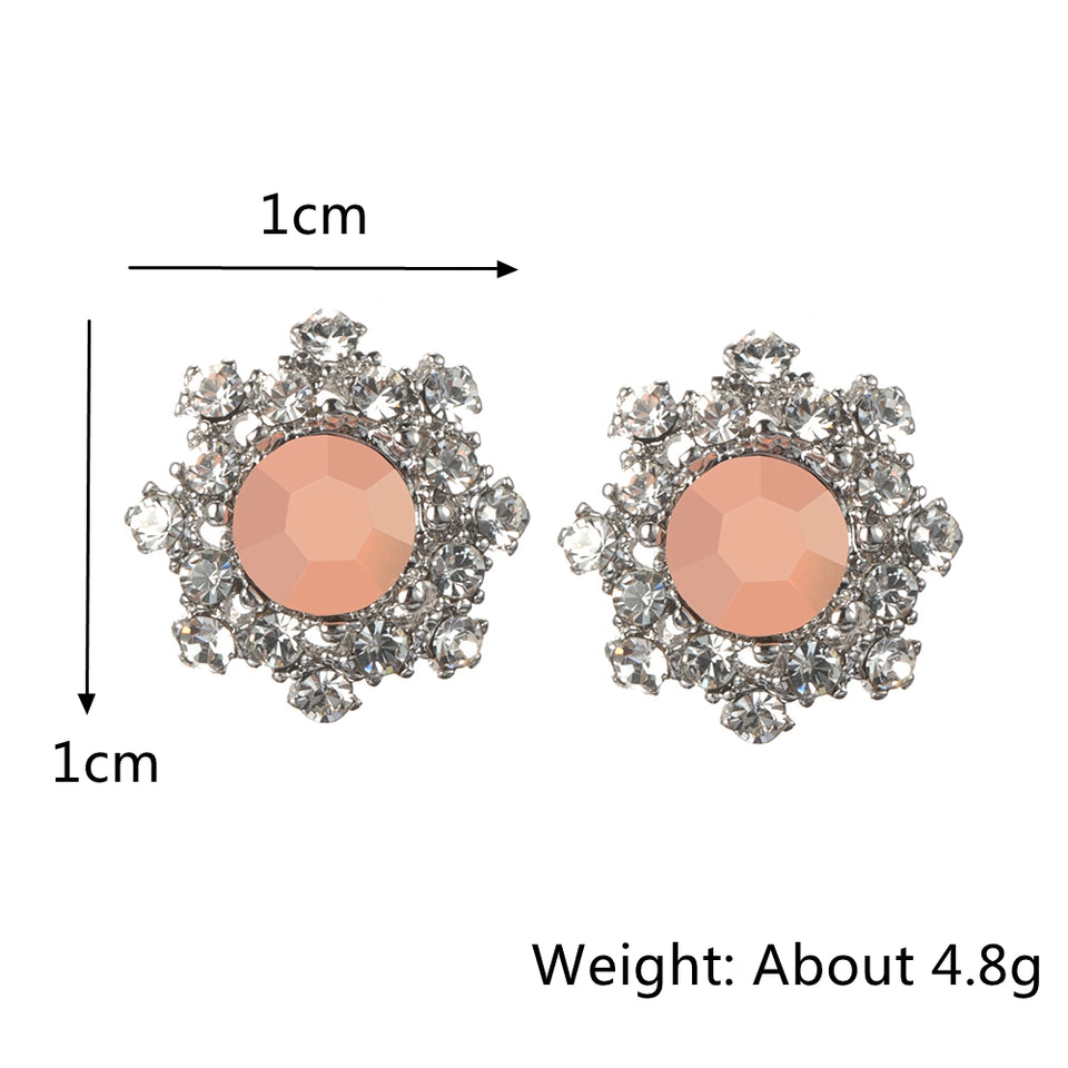 Simple Gemstone Ear Stud Micro Paved Flower Earring Classic