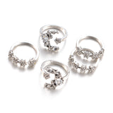 5Pcs Fashion Ring Sets Bohemian Finger Ring Simple Moon Star