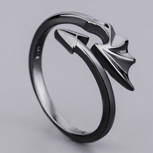 Vintage Open Couple Ring Retro Angels Demons Adjustable Ring