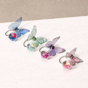 Trendy Crystal Glass Ball Flower Butterfly Fabric Earrings for Women 