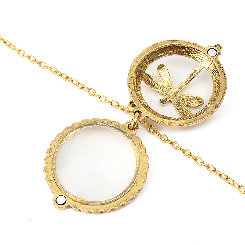 Tree Life Hollow Vintage Retro Magnifier Pendant Glass Necklace Chain
