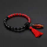 Unique Women's Red Beaded Bracelet Love Charm Natural Stone