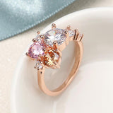 Sweet Gold Plated Multicolor Zircon Ring Party Women Ring