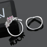 2 Pcs/set Sweet Swan Heart Zirconia Engagement Wedding Rings