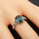 Sweet Environmental Copper Blue Zircon Gold Plating Ring