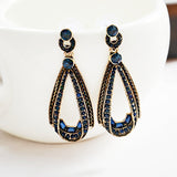 Women's Vintage Crystal Sapphire Dangle Gold Drop Earrings