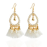 Bohemian Alloy Beads Drop Tassel Women Earrings