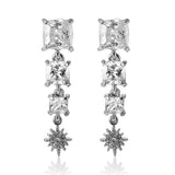 Square Cubic Zircon Crystal Star Ear Drop Earrings Jewelry