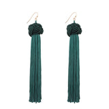 Vintage Manual Braided Rope Knot Long Tassel Women Earrings