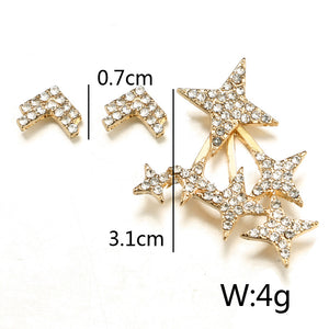 Statement Full Rhinestone Arrows Stars Gold Stud Earring