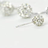 Silver Plated Double Side Earrings Crystal Ball Ear Stud