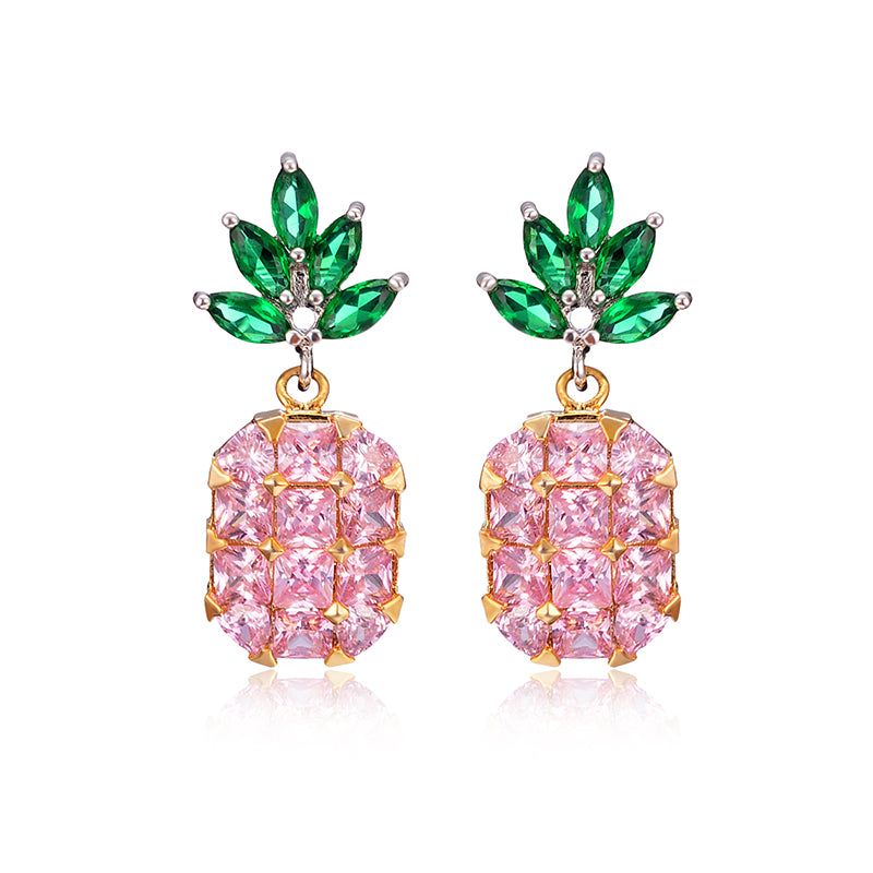 Cute Pineapple Earrings New Fashion Shiny Zircon Inlay Exquisite Ear Stud Clothing Accessories