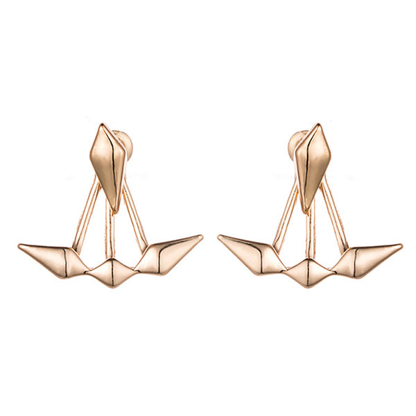 Trendy Gold Silver Geometric Double Side Jacket Ear Stud