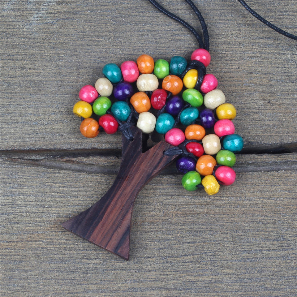 Bohemian Handmade Wooden Beads Tree of Life Necklace