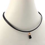 Leather Belt Short Collar Cord Tassel Collar Necklaces 