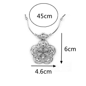 Ethnic Tibetan Hollow Flower Pendant Antique Silver Necklace