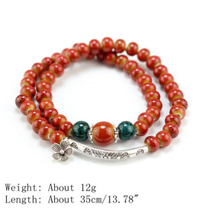 Ethnic Handmade Flower Ceramic Beaded Multilayer Bracelets