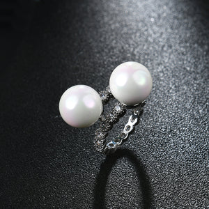 Elegant Ring Pearl Full Zircon Irregular Women Ring