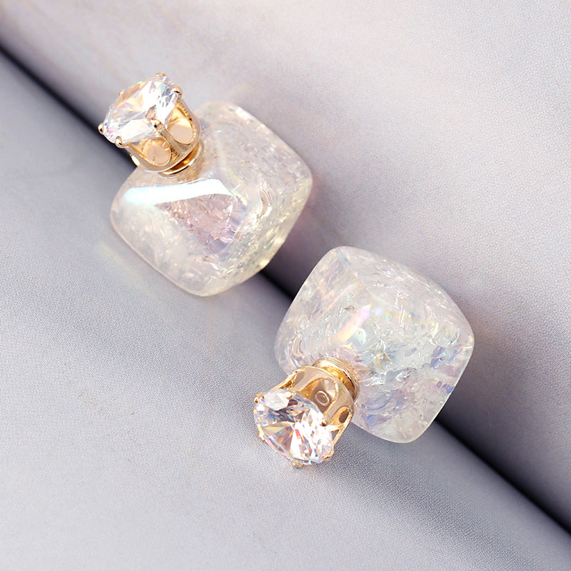 Zircon Crystal Ear Stud Diamond Smooth Earrings