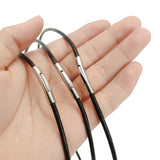 Unisex Stainless Steel  Chain Black Leather Cord Rope Necklace