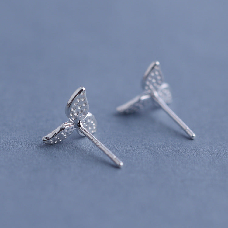 Sweet 925 Sterling Silver Earrings Fashion Leaf Simple