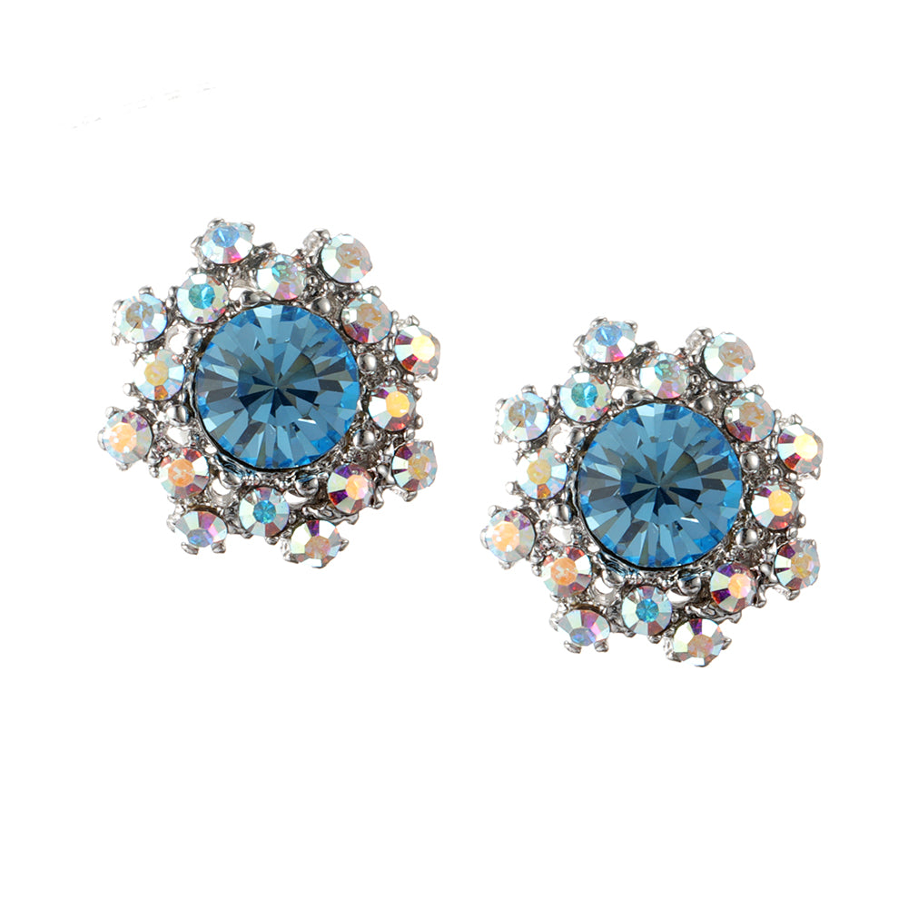 Simple Gemstone Ear Stud Micro Paved Flower Earring Classic