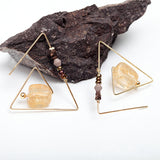 Retro Geometric Triangle Natural Crystal Stone Women Earrings