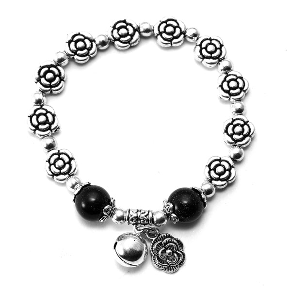 Silver Crystal Rose Simple Pendant Bead Bracelets For women