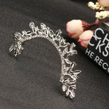 Metal Leaf Crystal Rhinestone Ear Cuff Stud Earring for Women