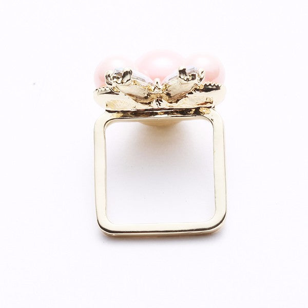 Women's Balancing Style Cute Ring Pink Pearl Rhinestone Ring Clothing Accessories