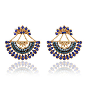 Semicircle Rhinestone Piercing Ear Jacket Earring for Women