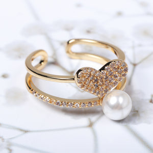 Fashion Open End Ring 18K Gold Plated Zirconia