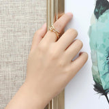 Luxury Sterling 24K Gold Plated Unique Screw Thread Three Round Overlapping Rings Women Jewelry