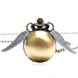 Golden Wings Snitch Quartz Pocket Watch Necklace