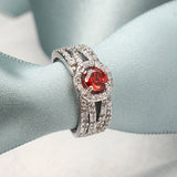 Elegant Women Ring Luxury White Gold Plated Sapphire Ruby Anallergic Wedding Bridal Ring Best Gift