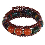 Bohemia Multilayer Wood Resin Tibetan Buddhist Bead Bracelet