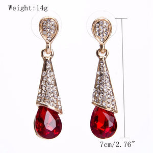 Elegant Rhinestone Ear Drop Retro Gemstone Dangle Earrings