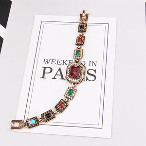 Ethnic Bracelet Polygonal Rhinestone Colorful Resin Bangle