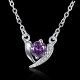 YUEYIN Sweet Heart Shaped Zircon Silver Necklace for Women