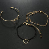 3Pcs Designer Bracelet Sets Bowknot Heart Gold Charming