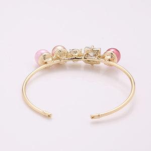 Trendy Open End Artificial Pearl Rhinestone Geometric Bracelets Gift for Women