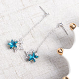 Fashion Blue Purple Stars Dangle Earring Crystal Rhinestones