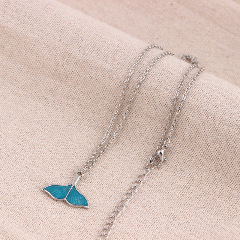 Fashion Luminous Blue Mermaid Fishtail Pendant Necklace