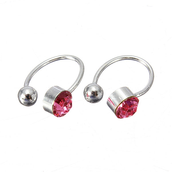 2Pcs No Piercing Crystal Rhinestone Nose Cuff Clip Earrings