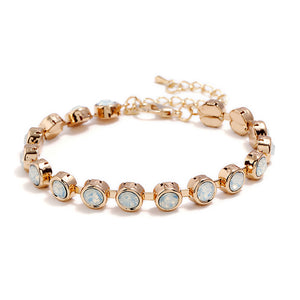 Zinc Alloy Colorful Rhinestone Rose Gold Beads Bracelet