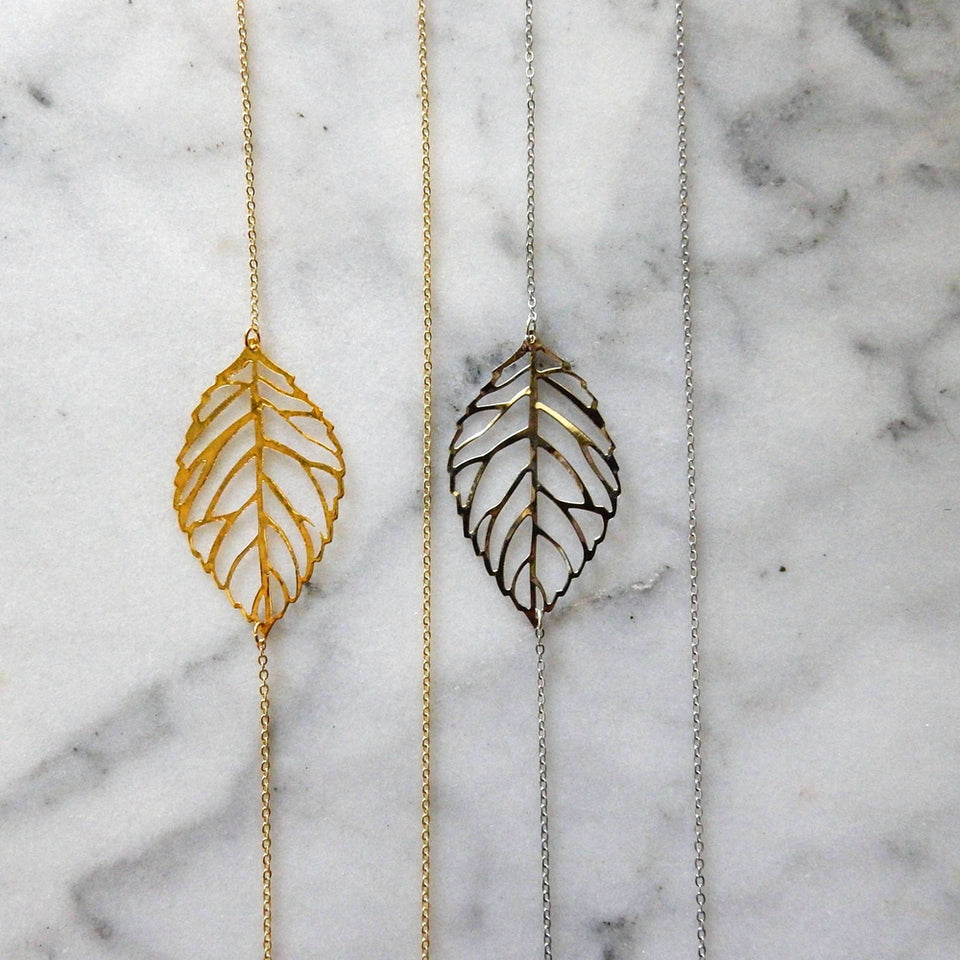 Elegant Gold Silver Hollow Leaf Pendant Necklaces for Women