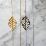 Elegant Gold Silver Hollow Leaf Pendant Necklaces for Women